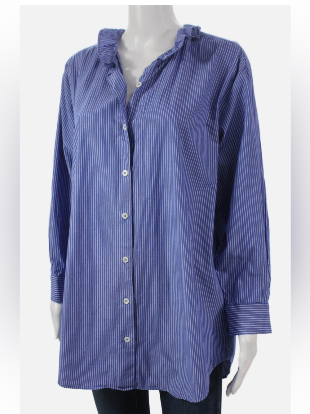 Zara Striped Ruffle Collar Top